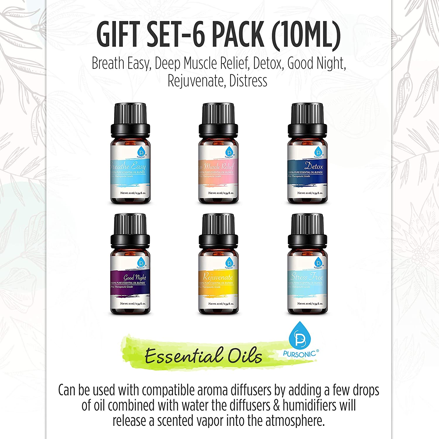 6 Pack of 100% Pure Essential Aromatherapy Oils Blends - Tiny Tim Skincare6 Pack of 100% Pure Essential Aromatherapy Oils BlendsDC - PURSONICTiny Tim SkincareDC-28762566 Pack of 100% Pure Essential Aromatherapy Oils Blends