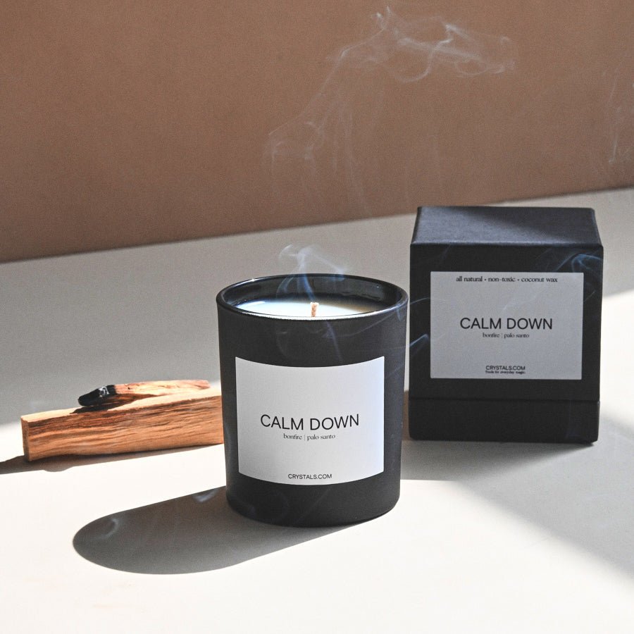 CALM DOWN Candle - Tiny Tim SkincareCALM DOWN CandleCandleCRYSTALS.COMTiny Tim Skincarecalm-down-candleCRYSTALS.COMBlack - Full SizeCALM DOWN Candle