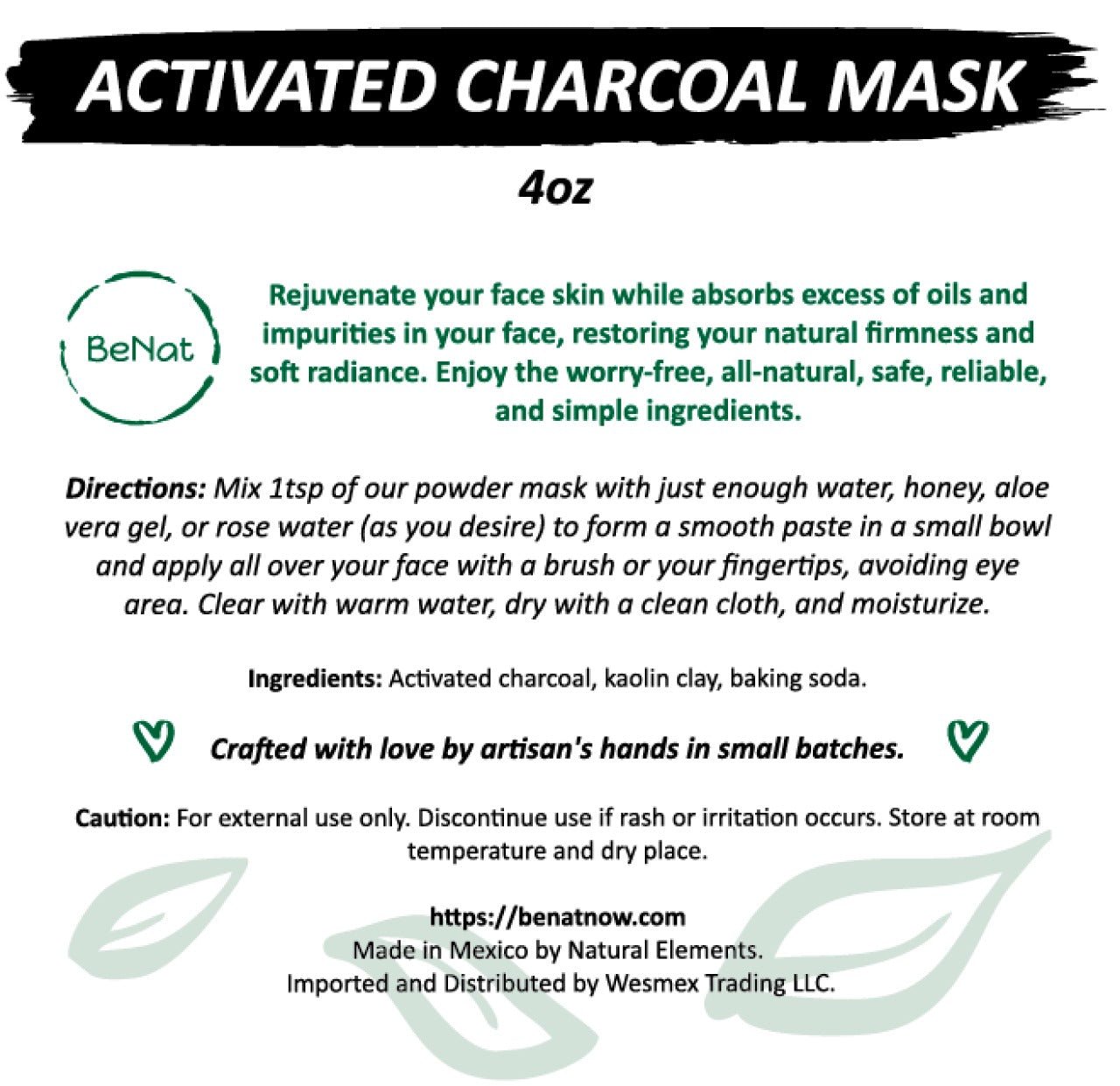 Activated Charcoal Mask - Tiny Tim SkincareActivated Charcoal MaskFacial ToningDC - BeNatTiny Tim SkincareDC-489096Activated Charcoal Mask