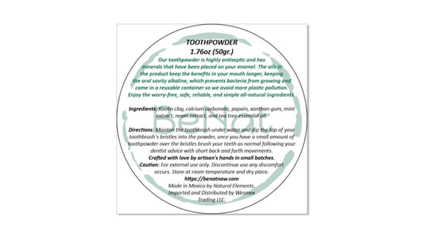 All - Natural Tooth Powder. Eco - Friendly. - Tiny Tim SkincareAll - Natural Tooth Powder. Eco - Friendly.DC - BeNatTiny Tim SkincareDC-489107Refill bagAll - Natural Tooth Powder. Eco - Friendly.