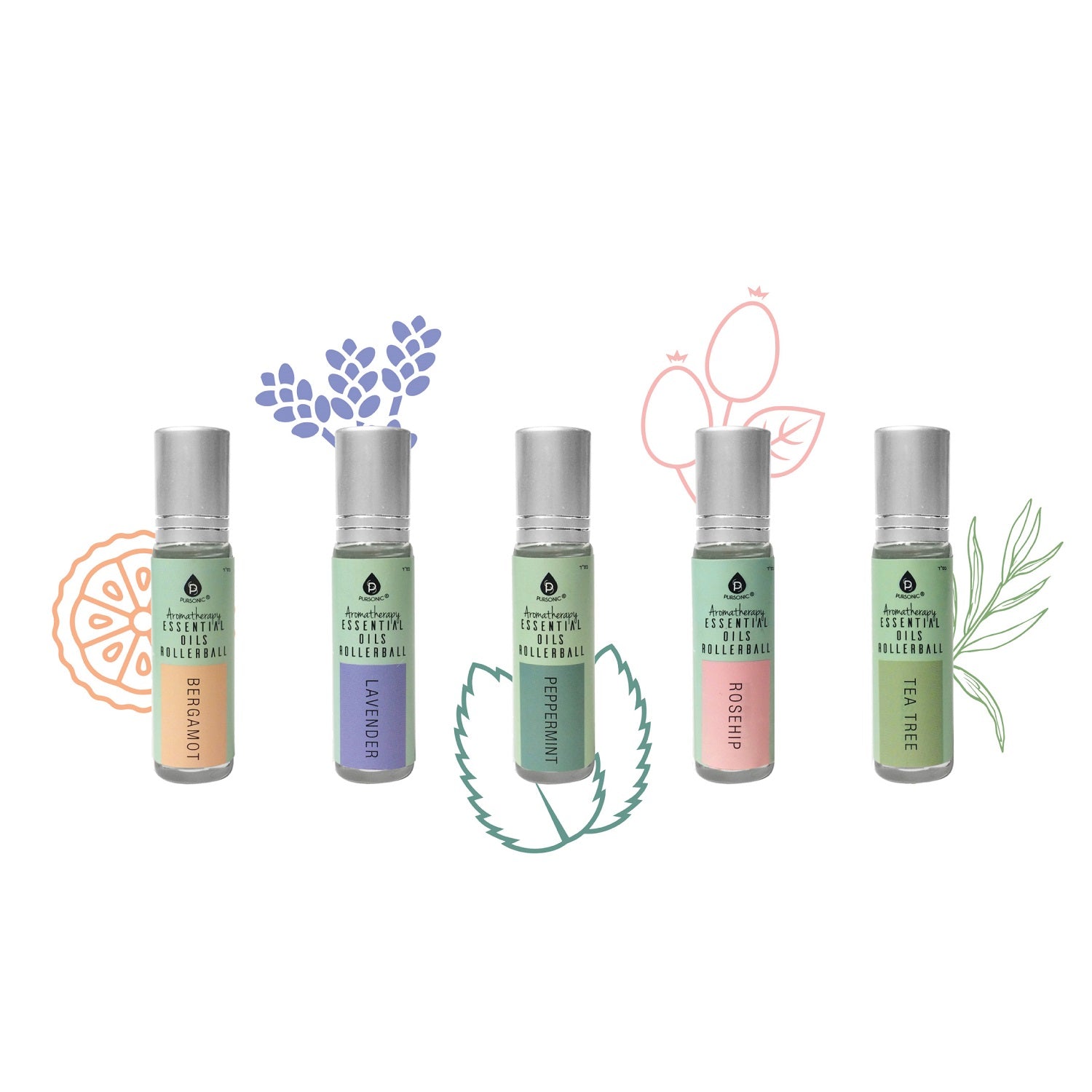 Aromatherapy Essential Oils Rollerballs (Bergamot, Lavender, Peppermint, Rosehip, Tea Tree) - Tiny Tim SkincareAromatherapy Essential Oils Rollerballs (Bergamot, Lavender, Peppermint, Rosehip, Tea Tree)DC - PURSONICTiny Tim SkincareDC-2876262Aromatherapy Essential Oils Rollerballs (Bergamot, Lavender, Peppermint, Rosehip, Tea Tree)