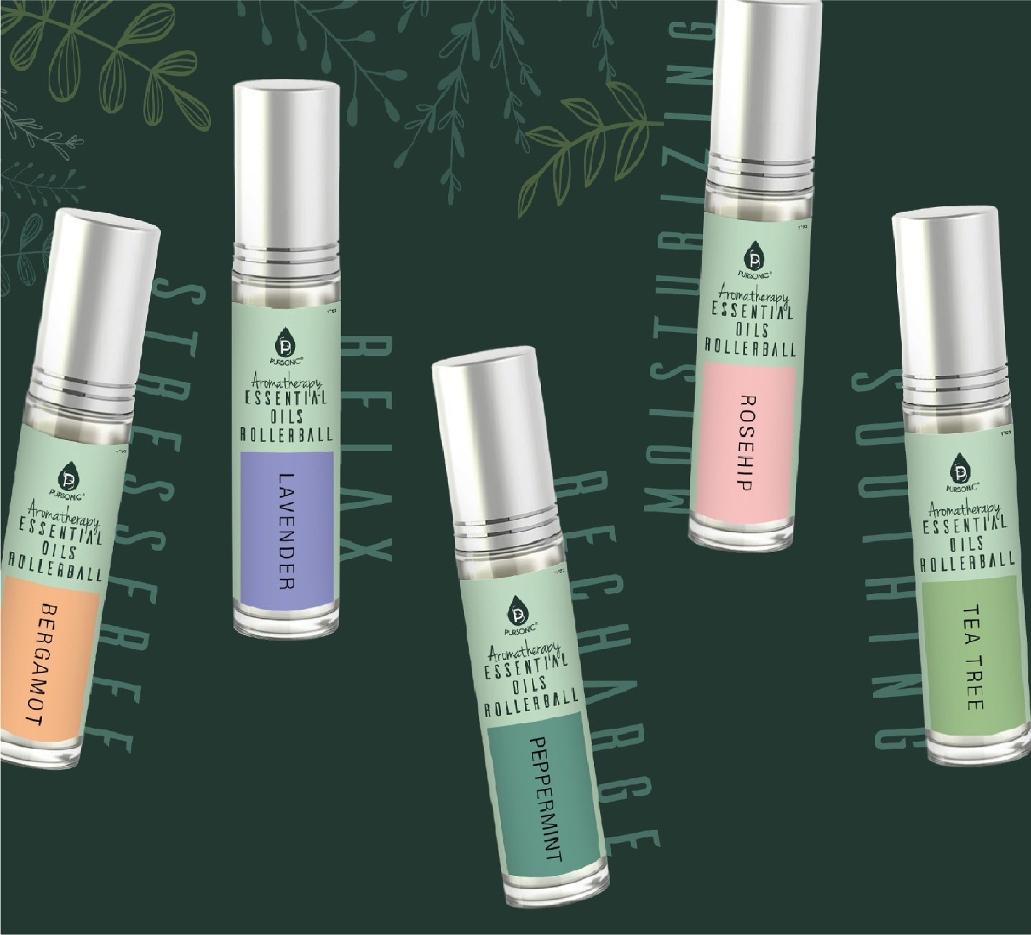Aromatherapy Essential Oils Rollerballs (Bergamot, Lavender, Peppermint, Rosehip, Tea Tree) - Tiny Tim SkincareAromatherapy Essential Oils Rollerballs (Bergamot, Lavender, Peppermint, Rosehip, Tea Tree)DC - PURSONICTiny Tim SkincareDC-2876262Aromatherapy Essential Oils Rollerballs (Bergamot, Lavender, Peppermint, Rosehip, Tea Tree)