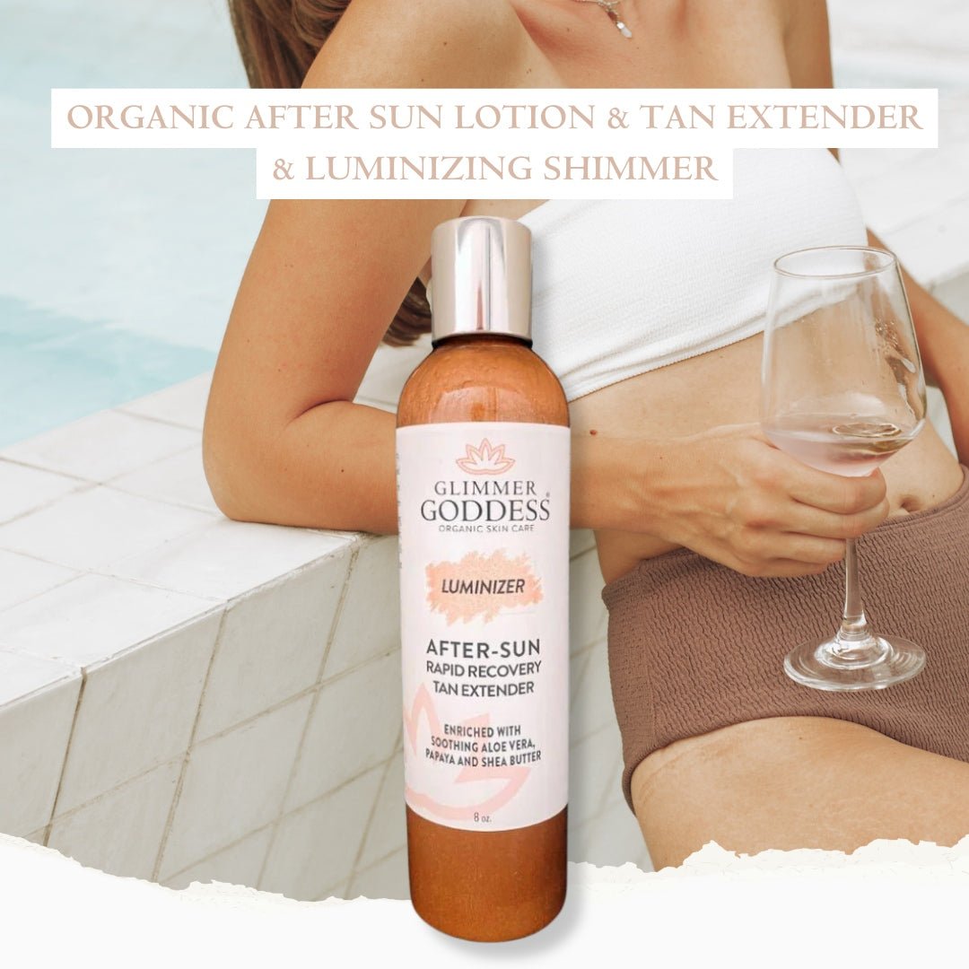 Organic After Sun Lotion &amp; Tan Extender + Luminizing Shimmer - Tiny Tim SkincareOrganic After Sun Lotion &amp; Tan Extender + Luminizing ShimmerSkin CareDC - Glimmer Goddess®Tiny Tim SkincareDC-17983958 oz.Organic After Sun Lotion &amp; Tan Extender + Luminizing Shimmer