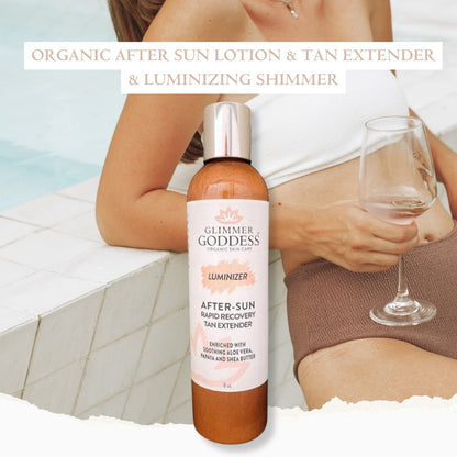 Organic After Sun Lotion &amp; Tan Extender + Luminizing Shimmer - Tiny Tim SkincareOrganic After Sun Lotion &amp; Tan Extender + Luminizing ShimmerSkin CareDC - Glimmer Goddess®Tiny Tim SkincareDC-17983958 oz.Organic After Sun Lotion &amp; Tan Extender + Luminizing Shimmer