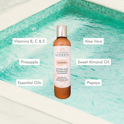 Organic After Sun Lotion &amp; Tan Extender + Luminizing Shimmer - Tiny Tim SkincareOrganic After Sun Lotion &amp; Tan Extender + Luminizing ShimmerSkin CareDC - Glimmer Goddess®Tiny Tim SkincareDC-17983958 oz.Organic After Sun Lotion &amp; Tan Extender + Luminizing Shimmer