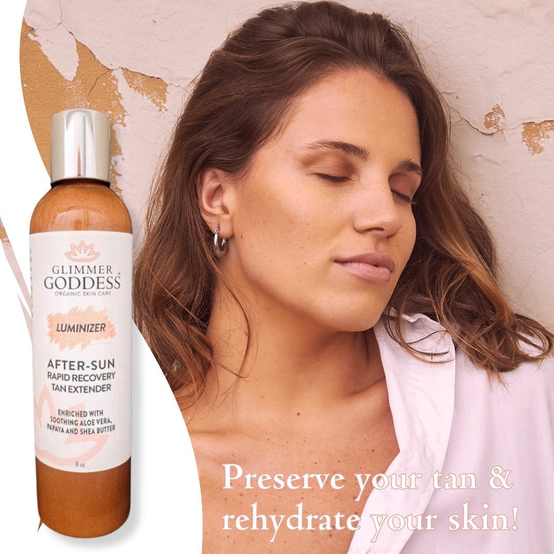 Organic After Sun Lotion &amp; Tan Extender + Luminizing Shimmer - Tiny Tim SkincareOrganic After Sun Lotion &amp; Tan Extender + Luminizing ShimmerSkin CareDC - Glimmer Goddess®Tiny Tim SkincareDC-17983958 oz.Organic After Sun Lotion &amp; Tan Extender + Luminizing Shimmer