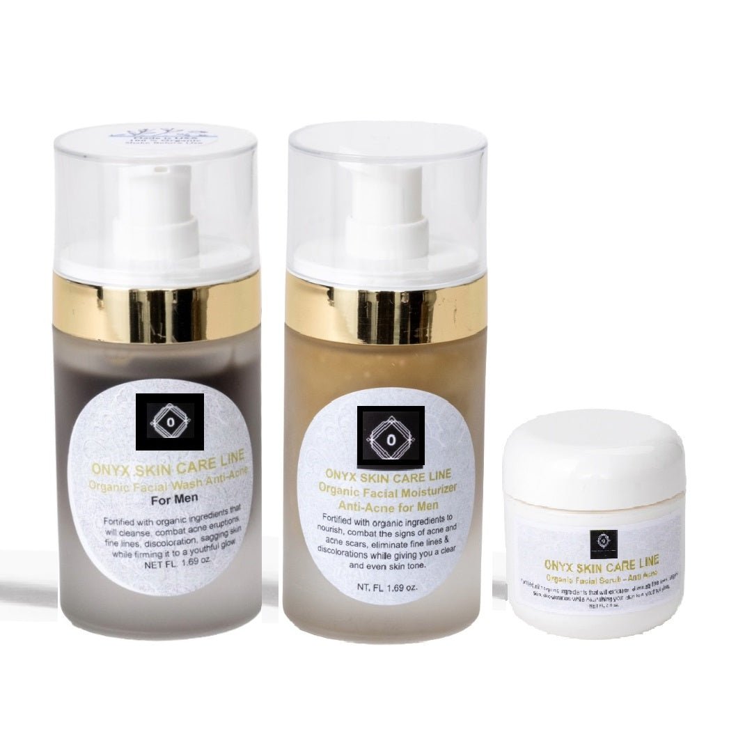 Organic Anti - Acne Three - Step System - Moderate/Severe Acne Prone Skin - For MEN - Tiny Tim SkincareOrganic Anti - Acne Three - Step System - Moderate/Severe Acne Prone Skin - For MENfacial wash and moisturize packOnyx Skin Care LineTiny Tim Skincare6552553937365525539373Anti - AcneOrganic Anti - Acne Three - Step System - Moderate/Severe Acne Prone Skin - For MEN
