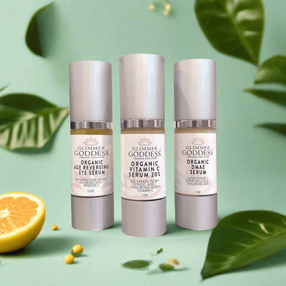 Organic Anti - Aging Trio Vitamin C + DMAE + Age Reversing Eye Serum - Tiny Tim SkincareOrganic Anti - Aging Trio Vitamin C + DMAE + Age Reversing Eye SerumDC - Glimmer Goddess®Tiny Tim SkincareDC-2519605Organic Anti - Aging Trio Vitamin C + DMAE + Age Reversing Eye Serum