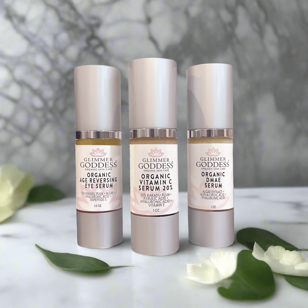 Organic Anti - Aging Trio Vitamin C + DMAE + Age Reversing Eye Serum - Tiny Tim SkincareOrganic Anti - Aging Trio Vitamin C + DMAE + Age Reversing Eye SerumDC - Glimmer Goddess®Tiny Tim SkincareDC-2519605Organic Anti - Aging Trio Vitamin C + DMAE + Age Reversing Eye Serum