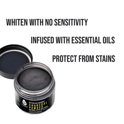 Pursonic Teeth Whitening Charcoal Powder Natural 5-Pack - Infused With Grapefruit, Peppermint &amp; Lemon Essential Oils