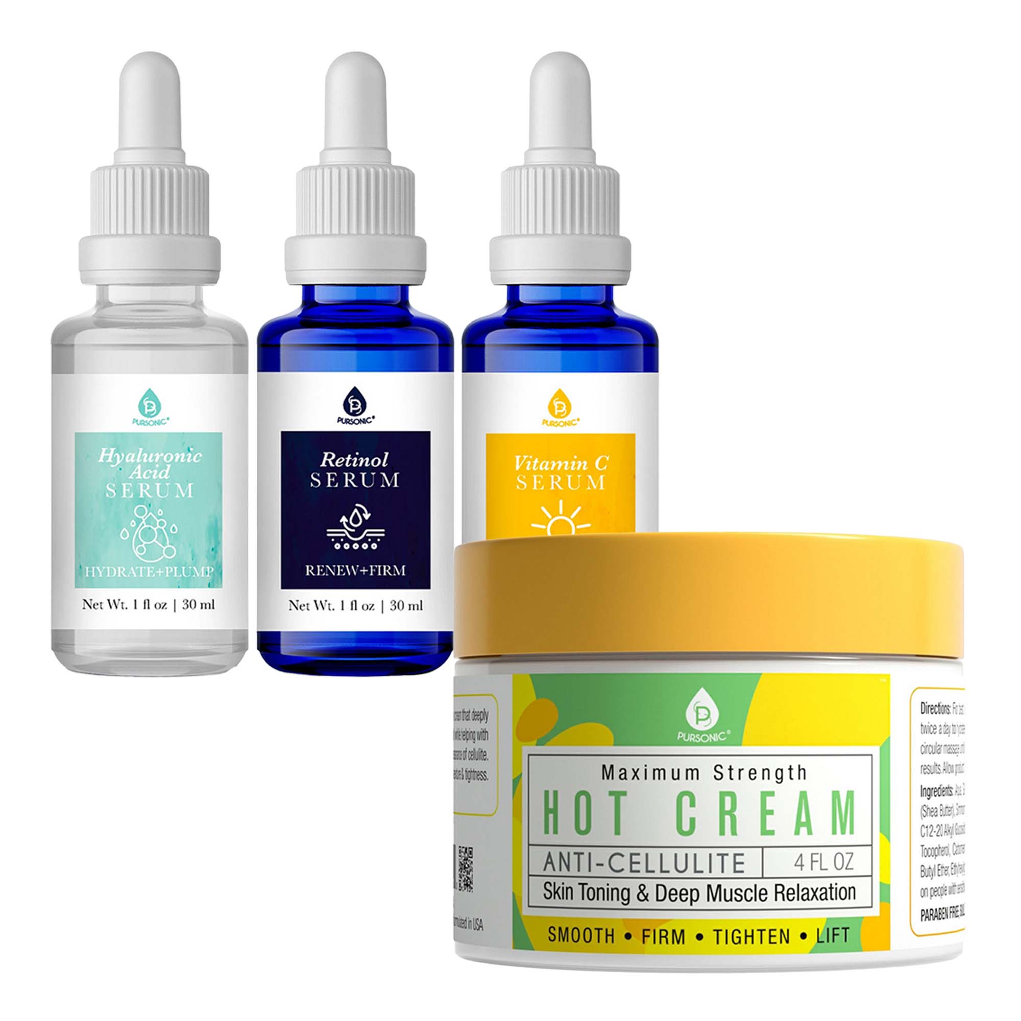 Ultimate Skin Care Duo: Anti Cellulite &amp; Muscle Relaxation Hot Cream + Anti-Aging Serum SetDC-PURSONICTiny Tim Skincare