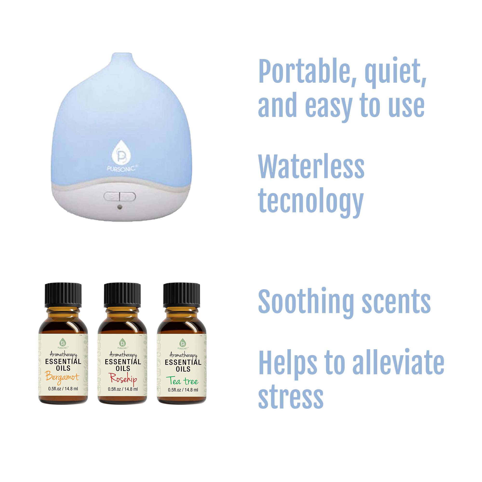 USB &amp; Battery Operated Waterless Aroma Diffuser + Aromatherapy Essential Oils - Tiny Tim SkincareUSB &amp; Battery