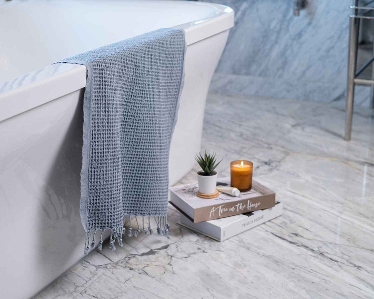 Waffle Turkish Towel - Tiny Tim SkincareWaffle Turkish TowelBath TowelsKalkedon TowelsTiny Tim Skincaresku-45842965725437Bluish GrayHand TowelWaffle Turkish Towel
